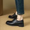 2026 Nuevo Estilo Zapatos de Cuero Hechos a Mano de Piel de Vaca Estilo Británico Puntera Redonda para Mujer con Cordones, Primavera y Otoño Piel Genuina Tacón Grueso Zapatos de Salón