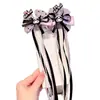 Pasador de Horquilla con Lazo Kuromi, Diadema Trenza de Tarjeta para Niñas, Accesorio para el Cabello Lolita Princesa, Cinta Adhesiva para el Cabello Rebelde en la Parte Posterior de la Cabeza