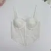 Corsé de encaje transpirable con varillas, push-up, ajustado, sexy, puro deseo, sujetador sin tirantes con relleno, camisola interior