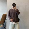 Camiseta de Manga Larga de Color Sólido Retro Estilo Japonés para Hombre Moda Otoño Marca Costuras Falso Dos Piezas Suéteres Niños Ropa Holgada de Otoño e Invierno