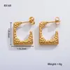 Exquisitos Pendientes de Acero de Titanio Chapados en Oro de 18 Quilates, Geométricos Retro en Forma de Corazón Cuadrado Ramas de Olivo, Exportación Transfronteriza Venta al por Mayor Estilo Caliente