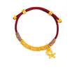 Pulseira de Cavalo Banhada a Ouro Estilo Loja de Ouro com Fio Vermelho, Nova Pulseira do Zodíaco Estilo Chinês para Mulheres Nascidas no Ano do Cavalo