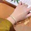 Pulsera Quartet Plata Pura 9999 Esterlina Chapada en Oro de 24 Quilates Pulsera Dorada de Alto Grado Nicho Pulsera Sólida Regalo