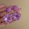 Pendientes de Flor Morada Vintage 2024 Nuevos Exagerados Explosivos Pendientes de Temperamento Pendientes Súper de Hada Pendientes de Moda para la Playa