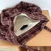 Nova Bolsa de Ombro de Grande Capacidade Xadrez de Outono e Inverno, Bolsa com Padrão Estilo Preguiçoso da Moda, Bolsa Tote Versátil