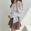 Coreia do Sul chique outono retrô slim gola quadrada renda irregular design irregular solta manga longa camisa top