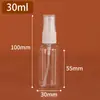 En stock al por mayor botella cuadrada de 50 ml, botella pulverizadora transparente de PET de hombro plano de 100 ml, botella pulverizadora pequeña portátil, botella dispensadora de alcohol