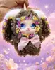 Colgante de muñeca de pelo rizado, linda y adorable serie de conejos, juguete de peluche de vinilo, estilo suave de nicho, accesorio para bolso de niñas