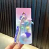 Colgante para bolso de borla pom-pom, llavero pequeño con forma de corazón, accesorio de cuerda tejida para bolso de niñas, regalo pequeño al por mayor