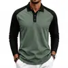 Camisa polo nueva de Amazon estilo europeo y americano con textura transfronteriza, de manga larga, con diseño de estampado digital, top nuevo para hombre