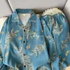Pijama de Algodón Nube para Hombre, Primavera y Otoño, Manga Larga, Pantalón Largo, Cárdigan, Estilo Coreano Estampado, Ropa Exterior Juvenil, Conjunto para el Hogar