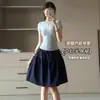 Falda de Maternidad, Falda Versátil Estilo Preppy, Falda de Paraguas Línea A sin Ajuste Retro Verano 2026, Falda Azul Marino