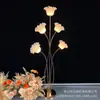 Decoración de Ornamentos de Flor de Lirio Galvanizada de Arte de Hierro para Boda, Florero Creativo de Boda, Camino de Flores de Lirio del Valle Blanco Leche, Luces