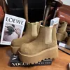 Botas de moda con plataforma de suela gruesa para mujer, nuevo estilo de moda 2026, piel de ante, retro, botines Chelsea que aumentan la altura para mujeres bajitas