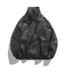 Chaqueta de Cuero para Hombre Tallas Grandes Nueva 2026, Ropa de Trabajo de Cuero PU, Chaqueta de Cuero con Patrón de Lichi Talla Grande, Chaqueta de Motociclista con Cuello Alto para Hombre