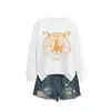 Amazon Ebay Estación Independiente Moda Elegante Interesante Dama Cabeza de Tigre Colorido Otoño e Invierno Cuello Redondo Sudadera Camiseta Base