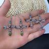 Brincos Tassel Cruz Coloridos de Diamante de Cristal Estilo Boêmio Brincos de Joia para Feriado em Estoque