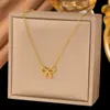 Estilo Coreano Simples Personalidade Doce Pingente de Laço Joias Geométricas Planas Corrente de Cobra Senso de Design Conjunto de Joias de Aço Titânio Mulheres