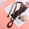 Suéter de Imitación Cachemir con Estampado de Leopardo Cadena Otoño e Invierno Collar de Perlas Retro Accesorio de Moda Versátil para Mujer Collar Largo