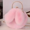 Bolso Cruzado de Hombro Único con Orejas de Conejo para Mujer, Lindo, de Moda, Versátil, Piel Sintética, Elegante Bolso de Cadena, Bolso Redondo