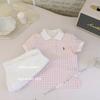 Ropa Coreana Infantil Super Blanca Falda Polo Cuadros Rosa y Blanco Ropa Infantil Casual y Elegante 2025 Nueva Falda Dulce de Princesa