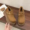 Zapatos de Algodón Retro de Suela Gruesa para Mujer 2026 Nuevo Estilo Invierno Plus Terciopelo Engrosado Cálidos Casuales Zapatos Peludos