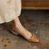 Sandalias Cerradas de Piel Genuina Estilo Francés, Retro sin Talón Punta Redonda Slip-On Boca Baja Versátiles para Mujer Talla Grande Casual