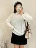 Top casual de punto para mujer talla grande, de hombros descubiertos, con cintas y estampado floral, estilo otoño 2026, suéter de punto para mujer talla grande