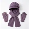 Conjunto de tres piezas para mujeres de mediana edad y mayores: gorro de punto grueso y cálido de otoño e invierno, gorra de béisbol de pelo de conejo, bufanda y guantes