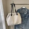 Bolsa de Cordão Listrada Feminina 2024 Outono e Inverno Nova Bolsa Tote de Grande Capacidade Bolsa de Mão Vintage Bolsa de Ombro Transversal Tendência