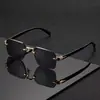 Gafas Cuadradas de Moda Europeas y Americanas Transfronterizas, Diseño Ligero, Gafas de Sol sin Marco, Gafas de Sol Anti-UV, Alta Calidad de Marcas Principales