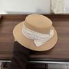 Chapéu de Palha Estilo Hepburn Britânico Francês Chapéu Elegante de Viagem para Praia Protetor Solar Chapéu de Sol de Aba Larga Chapéu Boina de Pescador