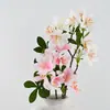 Flor Artificial Pequeña Azalea de 3 Ramas Ramo Decoración para Hogar Boda Atrezo Fotografía Atrezo Decoración del Hogar Flor Falsa