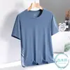 Camiseta de Manga Corta de Seda Helada de Verano de Moda para Hombre Transpirable de Secado Rápido Cuello Redondo Manga Corta Malla Superior Delgada