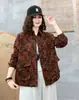 Nova Coleção Primavera/Outono 2026: Camisa Estampada Leve com Gola Reversível, Camisa Casual Versátil de Corte Amplo para Mulheres, Tamanho Plus Size