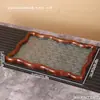 Nueva Bandeja de Cristal de Nogal Estilo Chino para Comedor y Sala de Té en Casa, Bandeja de Almacenamiento Multifuncional con Diseño de Flor de Begonia, Bandeja para Té y Bocadillos