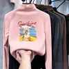 Camiseta térmica de forro polar para niña, camiseta de manga larga engrosada para niños de otoño e invierno, cuello semi-alto, capa interior cálida, top para niña pequeña