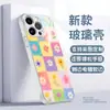 Estilo Popular de Celebridad de Internet Venta Caliente Dulce Patchwork Cuadros Flores Pequeñas Funda para Teléfono Superficie Brillante Vidrio Funda para iPhone18promax