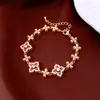 Pulseira Ajustável de Flor Banhada a Ouro Real 18K Pulseira Vintage de Luxo Leve Joia Versátil Exquisita Nicho