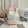 Mochila Versátil Color Blocking Elegante Simples Moda Nova 2026 de Alta Capacidade para Meninas, Adequada para Alunos do Ensino Fundamental II e Médio