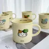 Caneca de cerâmica de gatinho fofo, xícara de café de cerâmica, copo de água, presente, caneca de esmalte de cachorrinho cor creme, feito sob medida
