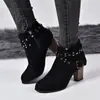 Tacones altos 2020 Otoño e Invierno nuevo comercio exterior talla 43 wish zapatos de tacón grueso con remaches europeos y americanos