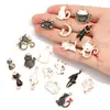 Accesorios para Joyería de Aleación con Goteo de Aceite Hechos a Mano Colgante de Gato Gatito Blanco y Negro Pulsera Collar Pendientes Colgante W478