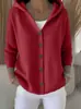 Exportação Transfronteiriça Estilo Europeu e Americano Outono e Inverno Novo Cardigã Tricotado com Capuz Jaqueta Suéter Feminina Casual da Moda Cor Sólida