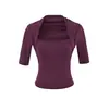 26031-2026 Estilo europeo y americano primavera/verano nuevo top sexy ajustado de cuello bajo ropa de mujer camiseta corta de manga corta adelgazante para chica caliente