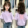 Camiseta de manga larga a rayas para niña, nuevo estilo primavera/otoño, top de cuello redondo moderno para bebés, ropa infantil holgada y casual