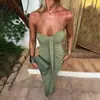 Estação Independente Transfronteiriça Europeia e Americana Novo Verão 2025 Top Tubo Plissado Sexy Elegante Saia Longa que Cobre o Quadril Roupa Feminina