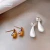 Brincos Pendentes em Forma de Gota Coloridos Contrastantes Agulha Prateada Simples Elegantes Modernos Brincos Elegantes de Alta Qualidade para Mulheres