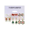 Novo Conjunto de Brincos de Natal 2025 Diamante Papai Noel Floco de Neve Árvore de Natal Alce Brilhantes Brincos de Tarraxa