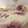 Ropa de cama y funda de edredón estilo retro Ins marrón floral para dormitorio Juego de cuatro piezas Cama de 1.8 Cama de estudiante Juego de tres piezas